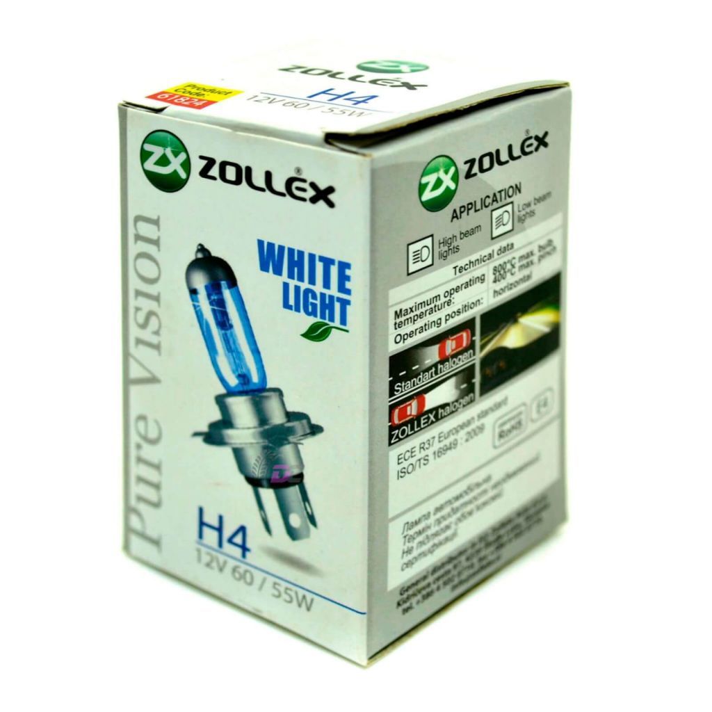 Галогенная лампа головного света - ZOLLEX Pure Vision WHITE LIGHT H4 60/55W 12V