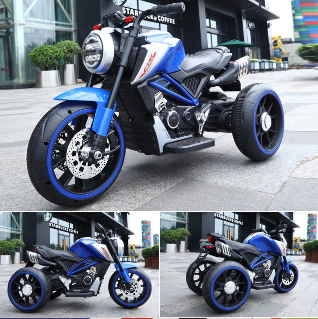 Детский электромобиль T-7236 EVA BLUE мотоцикл 2*6V4.5AH мотор 2*15W с MP3