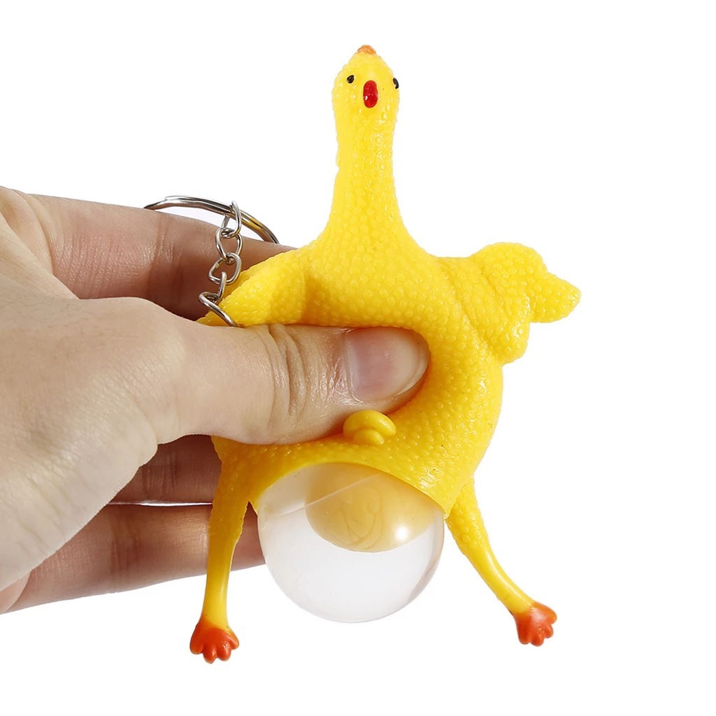 У нас можно купить прикольный брелок в виде курицы с яйцом внутри. Силиконовое нечто на ключи.