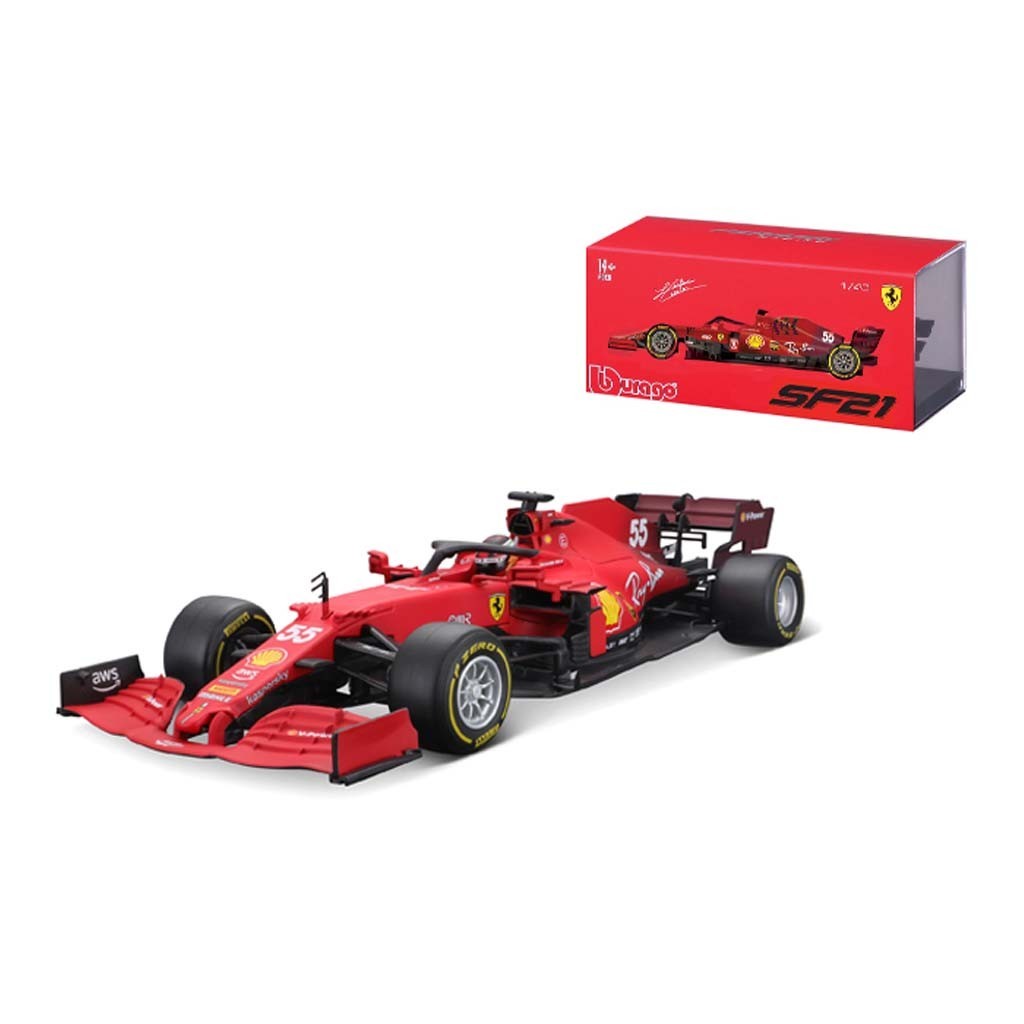 Модель болида с пилотом Scuderia Ferrari SF21 #55 Sainz jr. 2021 – 1:43
