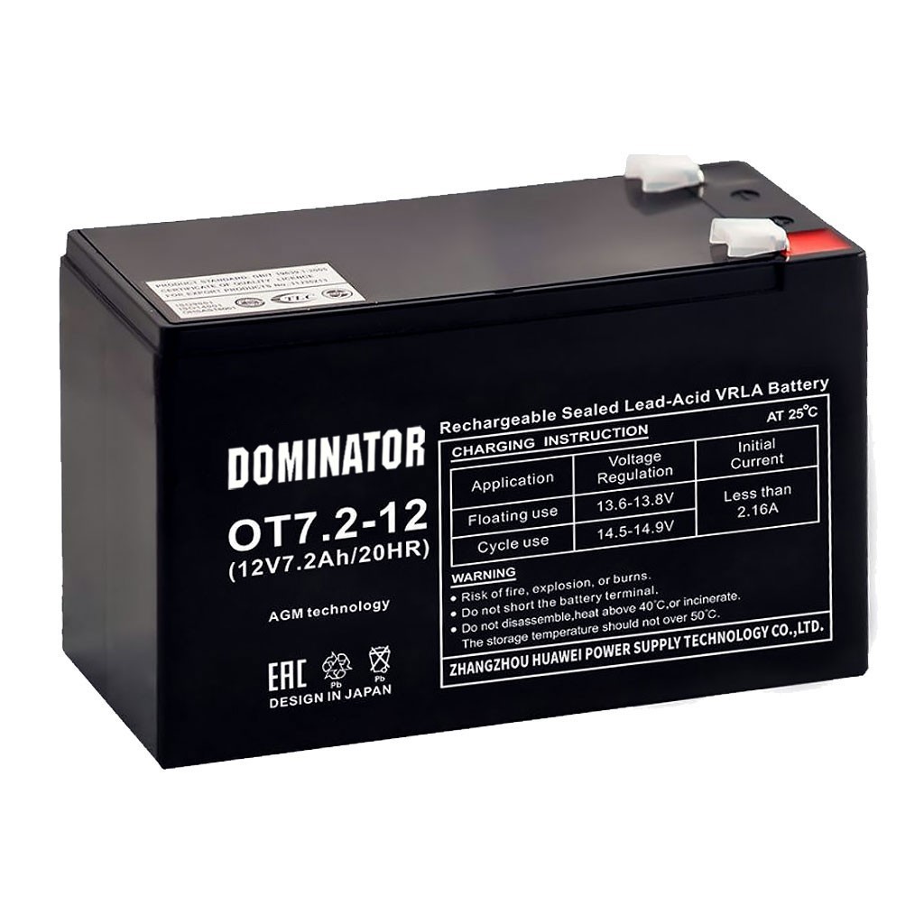 Аккумулятор для систем безопасности DOMINATOR 12V 7.2Ah (OT7.2-12)