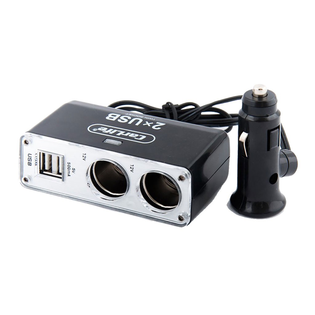 Разветвитель прикуривателя Carlife CS304 2 в 1 с 2 USB