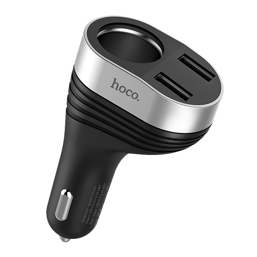 Зарядное для телефона в авто Hoco Z29 Regal с двойным USB и дисплеем