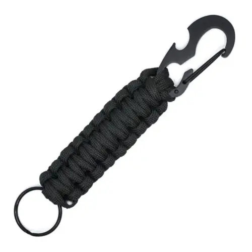 Похідний брелок-відкривачка з карабіном з паракорду - ЧОРНИЙ