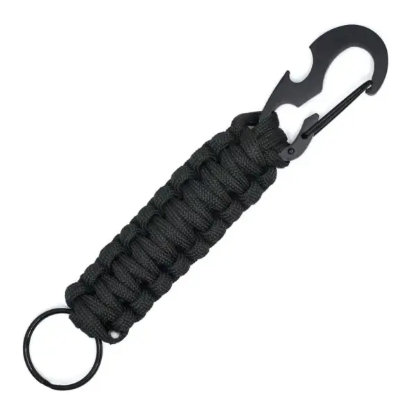 Похідний брелок-відкривачка з карабіном з паракорду - ЧОРНИЙ