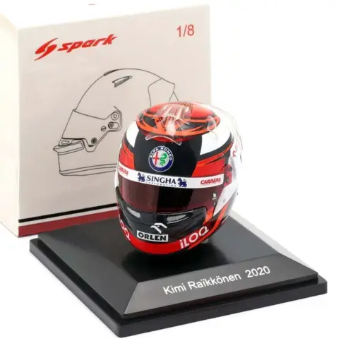 casque-helmet-1-8-kimi-raikkonen-sauber-f1-2020-spark-hsp054.jpg Копія шолома Kimi Räikkönen #7 Alfa Romeo Racing Orlen formula 1 2020 – 1:8