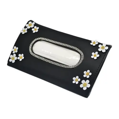 Контейнер для серветок зі стразами, в квіточку - BLACK