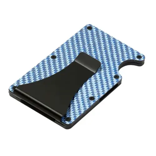 Карбоновий затискач для грошей-кардхолдер - БЛАКИТНИЙ