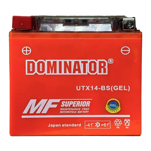 Мотоакумулятор DOMINATOR UTX14-BS (GEL) 12V 14Ah