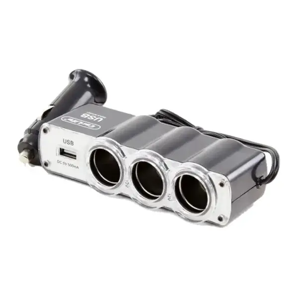 Розгалужувач прикурювача Carlife CS301 3-в-1 + USB 60W