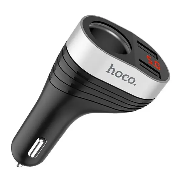 Зарядний пристрій для телефону в авто Hoco Z29 Regal з подвійним USB і дисплеєм