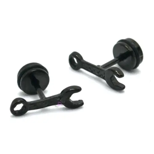 seregki_v_ushi_v_vide_rogkovo-nakidnogo_klucha_-_chernie.jpg Сережки-гвоздики - Рожково-накидний ключ - ЧОРНІ