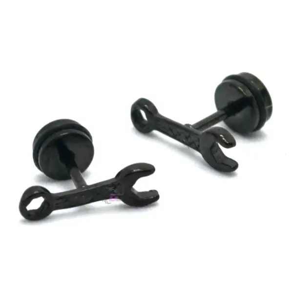 Сережки-гвоздики - Рожково-накидний ключ - ЧОРНІ