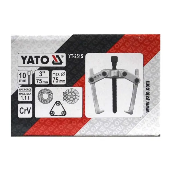 2-х лапчастий (захватний) знімач підшипників 75 мм - YATO YT-2515