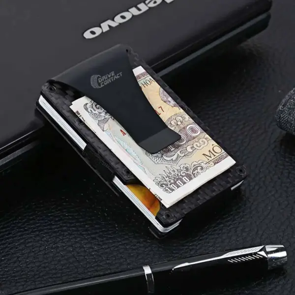 Карбоновий затискач для грошей-кардхолдер - ЧОРНИЙ