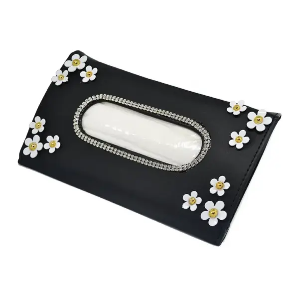 Контейнер для серветок зі стразами, в квіточку - BLACK