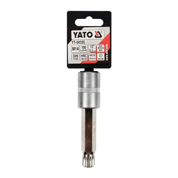 Торцева головка YATO YT-04354 зі вставкою SPLINE 1/2", М12, L = 100 мм