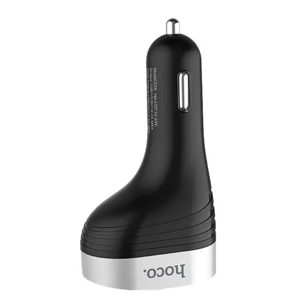 Зарядний пристрій для телефону в авто Hoco Z29 Regal з подвійним USB і дисплеєм