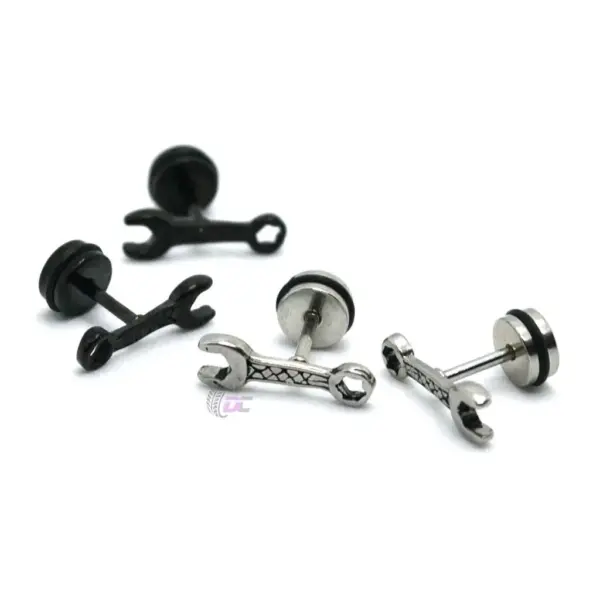 Сережки-гвоздики - Рожково-накидний ключ - ЧОРНІ