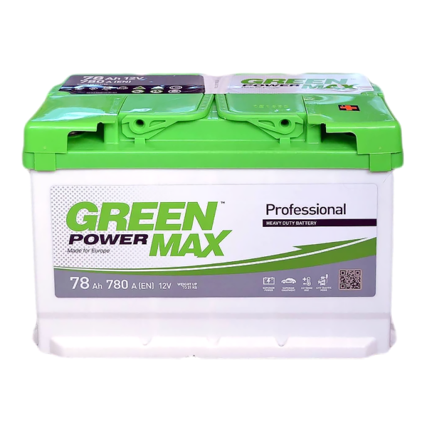 Автомобільний акумулятор Green Power MAX 78 Ah (78Аг) 780A R+ Euro
