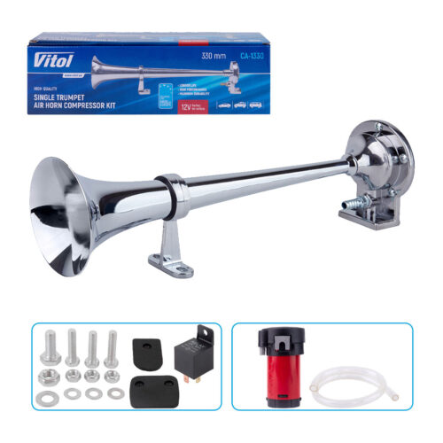 Vitol-single-trumpet-CA-1330_1 Сигнал звуковий пневматичний Vitol CA-13301 (Chrome Single Trumpet)
