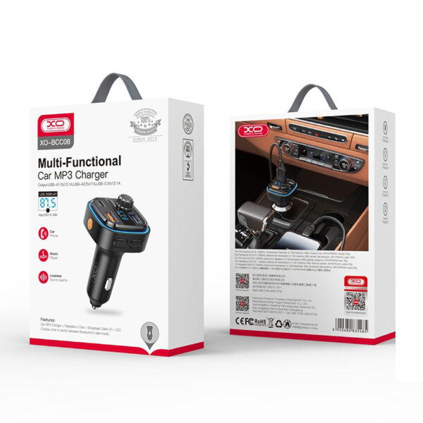 Автомобільний FM-модулятор XO BCC08 (Bluetooth / Швидка зарядка)