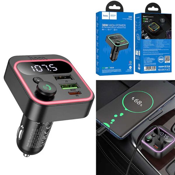 FM-модулятор Hoco E85 38W PD+QC RGB — купити трансмітер
