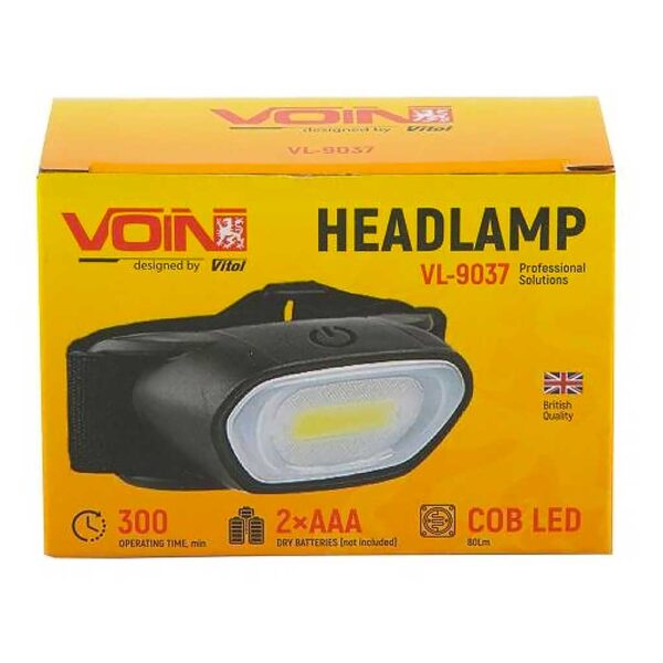 Налобний ліхтар VOIN VL-9037 LED COB 80Lm