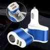 Зарядний пристрій з гніздом прикурювача 2 USB синій у салоні автомобіля