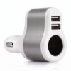 Автомобільна зарядка з розеткою прикурювача 2 USB сіра, вигляд спереду