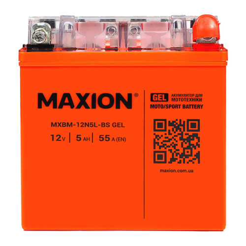 Мото акумулятор MAXION MXBM-12N5L-BS GEL 12V 5Ah