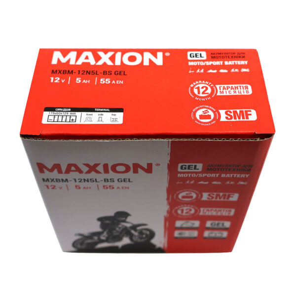 Мото акумулятор MAXION MXBM-12N5L-BS GEL 12V 5Ah