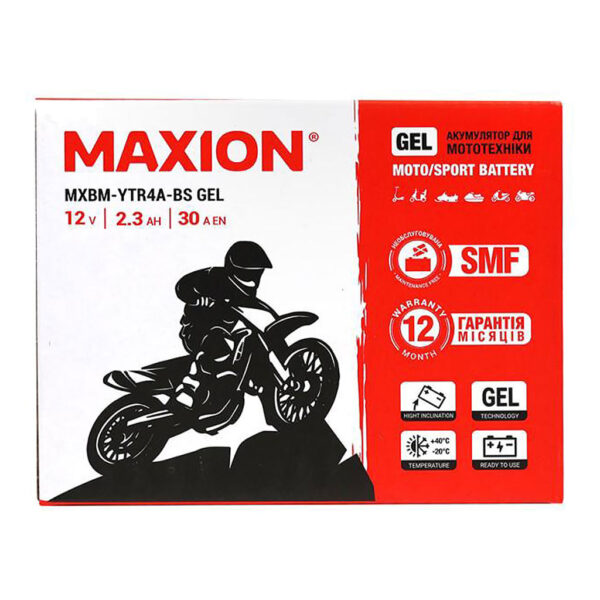 Упаковка акумулятора MAXION YTR4A-BS GEL