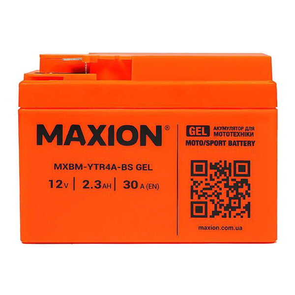 Мото акумулятор MAXION YTR4A-BS спереду