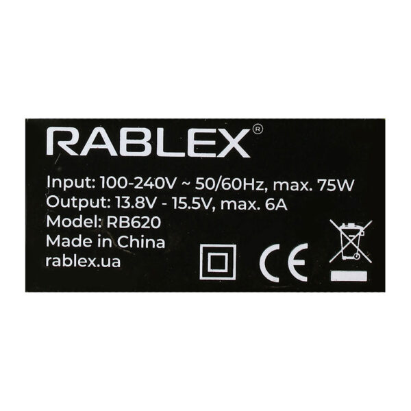 Зарядний пристрій Rablex RB620 із затискачами для акумулятора