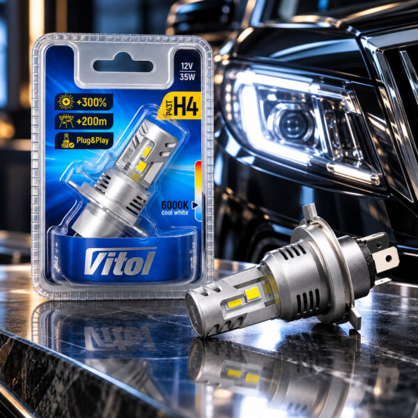 Світлодіодна лампа H4 Vitol LV1 збоку